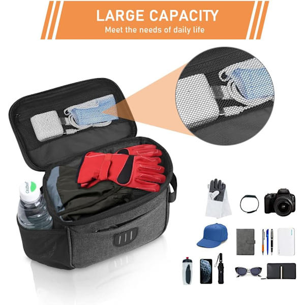 Sort - 6L Cykelstyr Bag, Vandafvisende Forpose, Stor Kapacitet