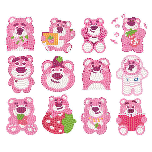 #12st jordgubbsbjörn tecknad DIY handgjorda diamantklistermärken#