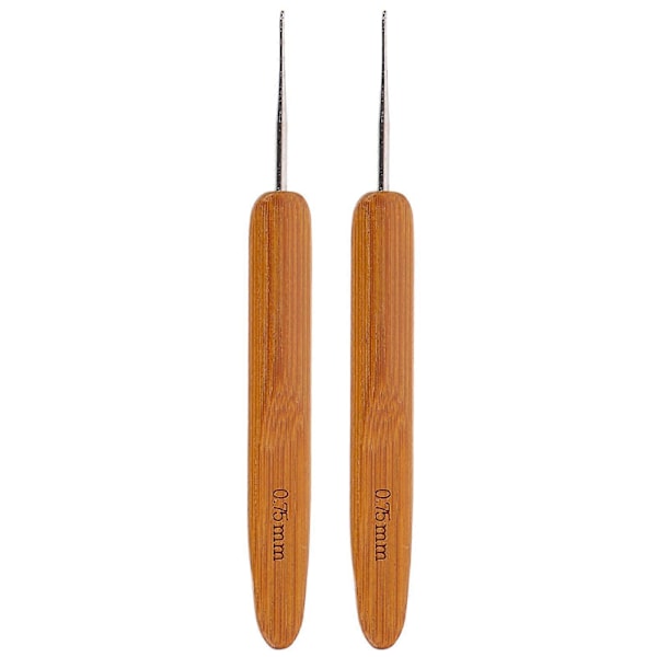 2 st Bambu Stickor Set Karboniserade Enkeländade Virknålar (0,5mm+0,75mm)