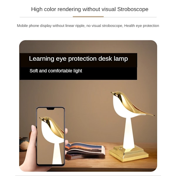 Moderne Magpie Fugl Bordlampe kreativ natlampe touch cha