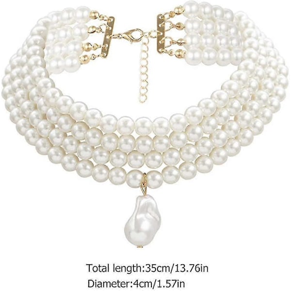 Vintage helmi riipus kaulakoru, 3-kerroksinen pyöreä choker, tyylikäs riipuskoru naisille ja tytöille