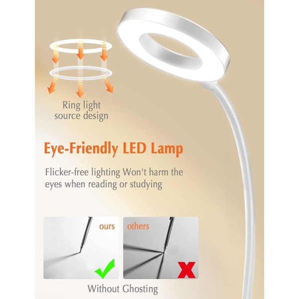 Skrivebordslampe, Dimbar Barnelampe med 3 Lysmoduser, Oppladbar