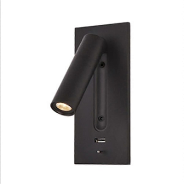 3W Vægskinne Seng Hovedgavl Lys LED Vægslamper USB Oplader Kontakt Sengelamper (Varmt Lys)