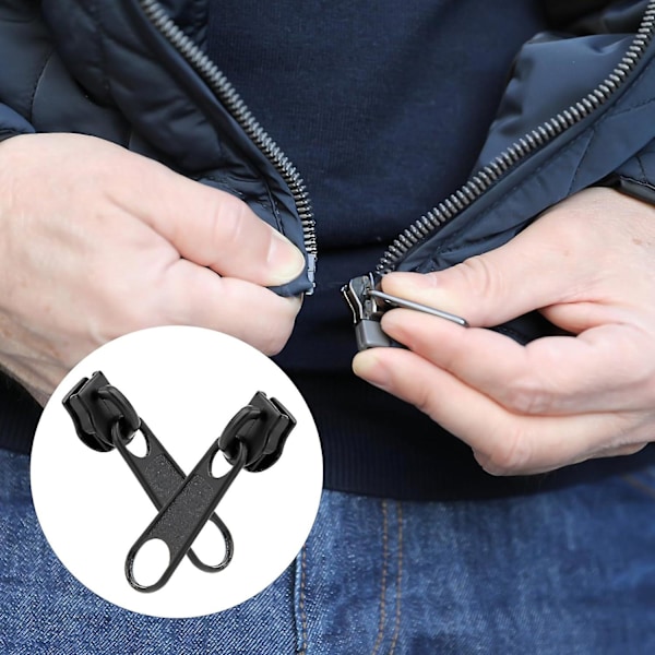 12 stk. Clip-on lynlås-sliders, Clip-on lynlås-sliders, Lynlås-sliders i flere størrelser, Øjeblikkelig erstatning til jakke, frakke, kuffert (sort)