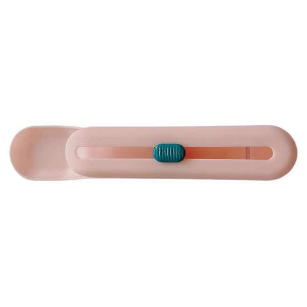 Kat Strip Ske Trykknap Bærbar Slids Ergonomisk Kattefoder Klem Ske til Kæledyr Pink