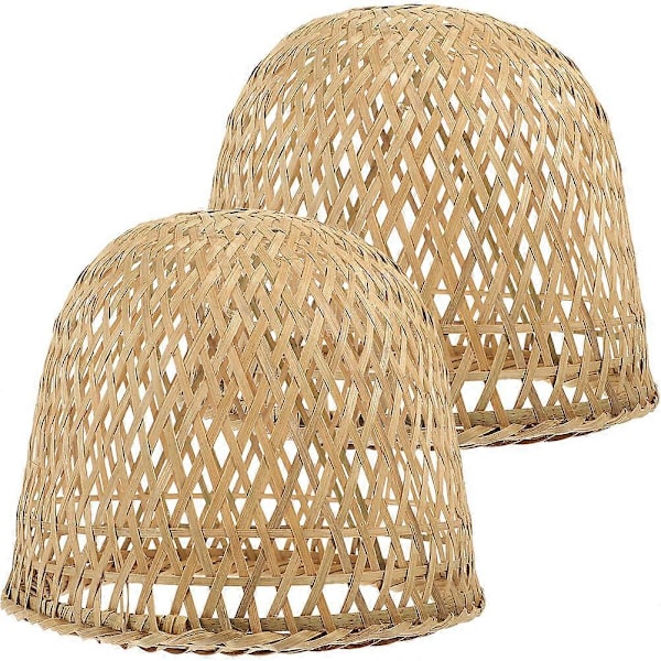 2 stk. Vævet Bambus Lampeskærm Rustik Stil Bambus Lampeskærm Pendel Lampe Cover Lampe Tilbehør