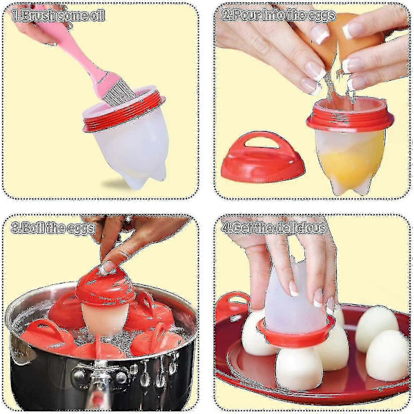 8 Eggkokere med non-stick belegg, silikon eggkokere, posjerte egg, egg