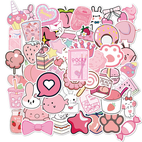 Rosa Vattenflaska Dekal Sticker för Barn, 50-pack/stycken