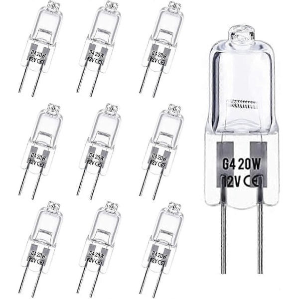 G4 Halogenpærer, 20 W 12 V Kapselpære, G4 Lavvolt Halogenlampe, Varm Hvid 3000K, Dæmpbar, 10 Styk