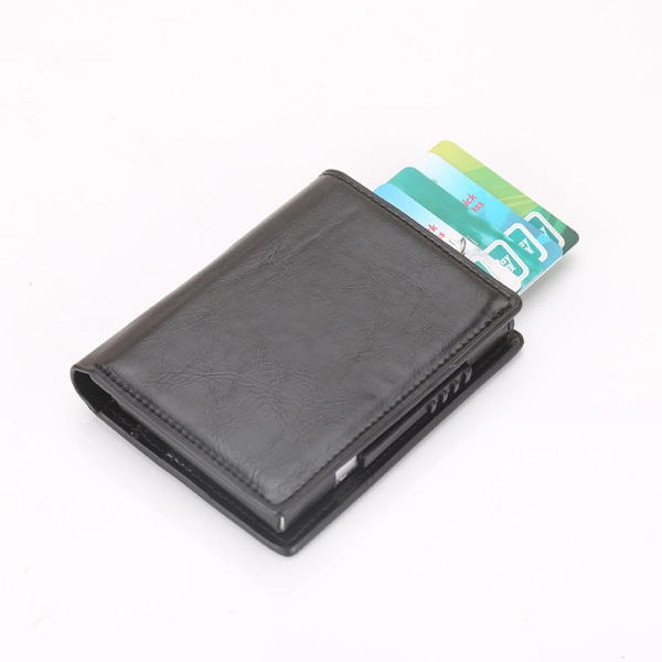 #Sort læderpung med RFID - NFC beskyttelse og sort kort holder#