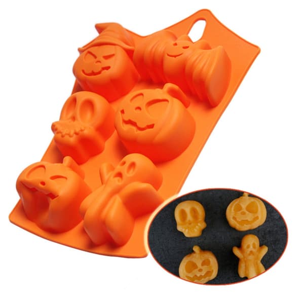 #2 stk Halloween Silikon Kageform Spøgelse Græskar Cookie Chokolade Slik Gele Isform#