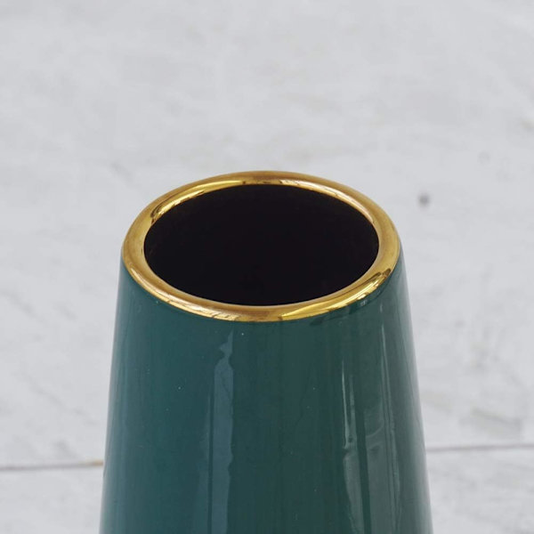24,5 cm Vas i Grön Guld Keramik Hög Design Dekorativ Vas