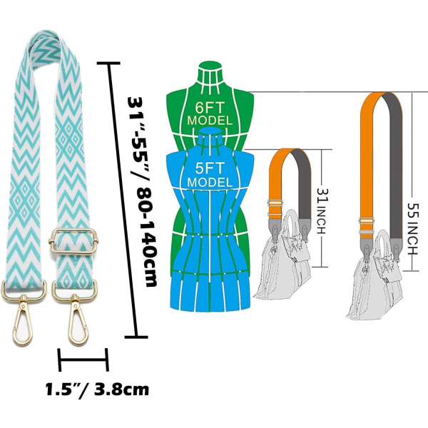 D04 3,8 cm/Gullreim Veske Skulderreim for Håndveske Erstatning S