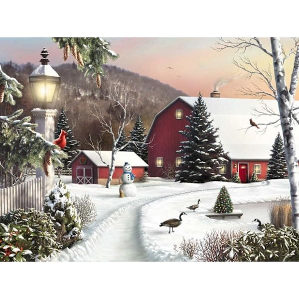 #Timanttimaalaussetti 5D DIY, 16x12 tuumaa, Lumikylä#