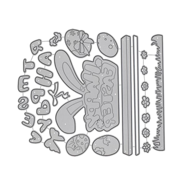 Glad Påsk Ord Kaninöron Skärande Stansar Schablon DIY Scrapbooking Kortmall