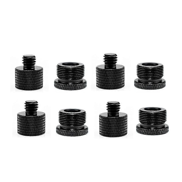 8st Mikrofon Gängadapter 5/8 Adaptermutter 1/4 Till 3/8 Mikrofontillbehör - Svart