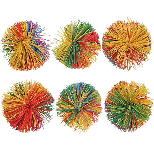 6 stk. 6 cm Farverig Silikone Koosh Bold Hoppende Fluffy Jongleringsbold Sensorisk Fidget Stress Relief Legetøj (Tilfældig Farve)