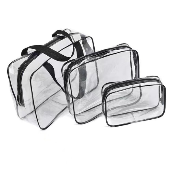 #i 1 presentpåsar Transparent PVC resväska Vattentät multifunktions kosmetikapåsar Sminkväskor för resor 3st(svart)#