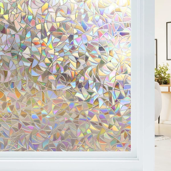 Elektrostatisk fönsterfilm Regnbågseffekt, dekorativ sekretessvind