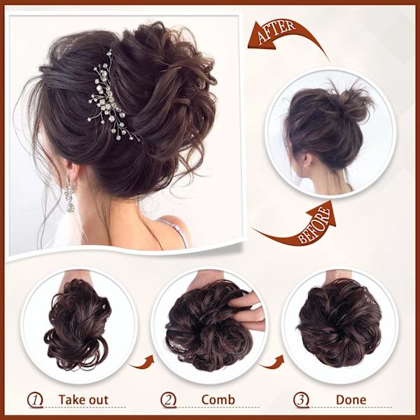 Hårklype i krøllete bølgete hår Scrunchie Falske Chignons Klype C