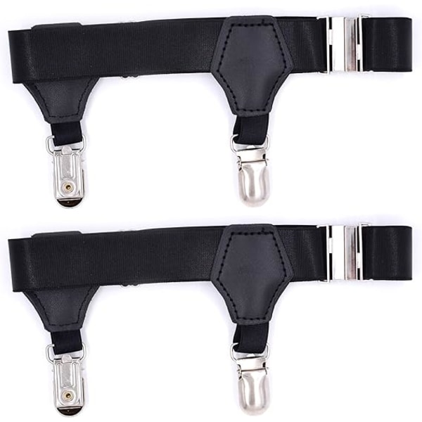 2-pack Herrskjort- och strumppåsklämmor, justerbar längd, svart