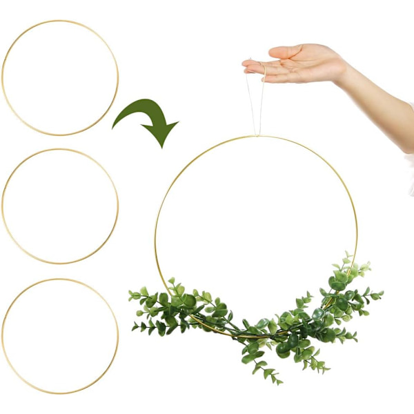 *Set med 3 metallringar för bröllopskransar, drömfångare och macr*