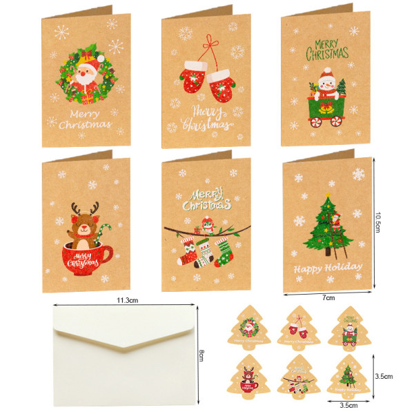 #Förpackning med 6 julhälsningskort i kraftpapper#