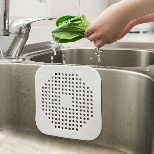 Kvadratisk hvit plast vaskfilter hårfilter dusj vaskfilter