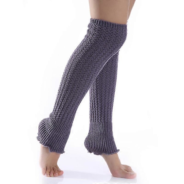 1 Par Dam Benvärmare Stickade Virkade Långa Strumpor Booties Leggings Varma Vinter Öppen Fot Strumpor Svart