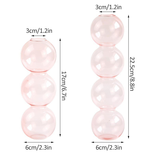 Kreativ Glasflaskvas Tre Bollar Transparent I Vindprydnad 3 Bollar Rosa