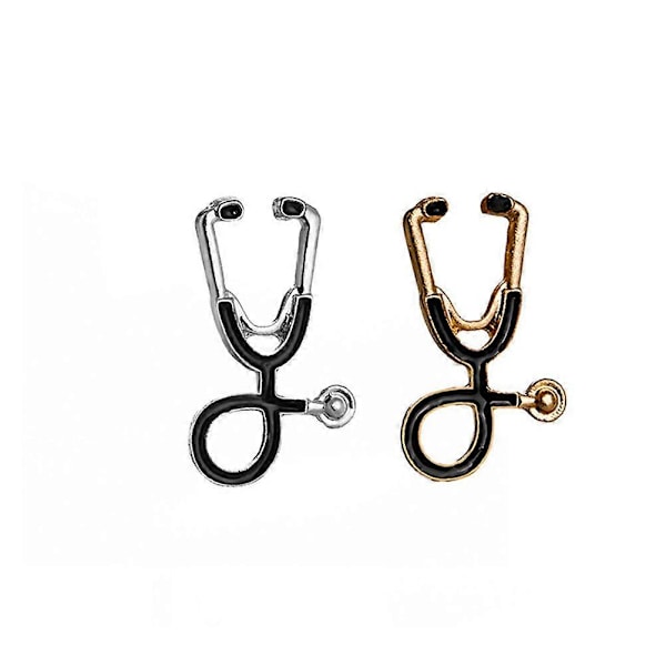Personlighet Retro Läkare Sjuksköterskor Stetoskop Brosch Tecknad Brosch Legering Nål Badge för Skjorta Jackor Kappor Slips Hattar Kepsar Ryggsäckar Tillbehör (Silver)