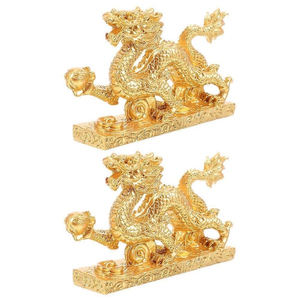 2 stk. Drageskulptur Dekor Te Bord Drage Statue Skrivebord Dragefigur Ornament