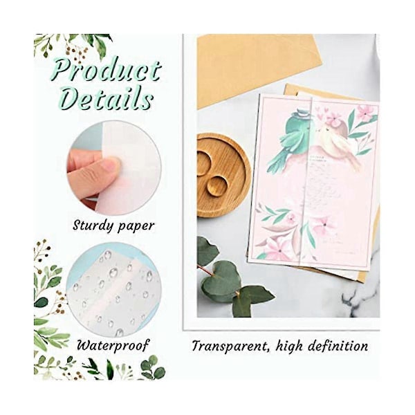 120 st Vellumkuvert, 12,7x17,8 cm Vellum Papper Förvikt Bröllopsinbjudningspapper Transparent Vellum