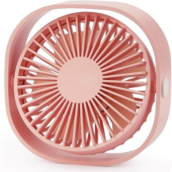 (Pink) Mini Bordventilator USB-Ventilator Lydløs Kraftfuld med 3 Hastigheder og 36