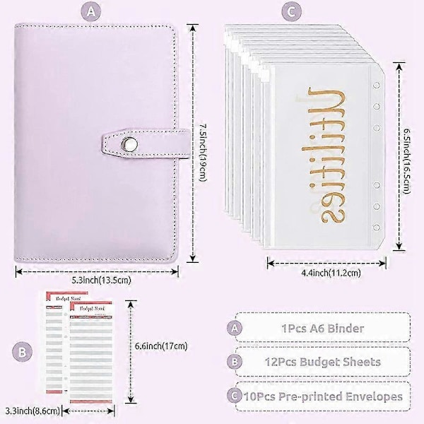 Budget Binder med lynlåskuverter, kontantkuverter til budgettering, pengeorganisator til kontanter, pengekuvert