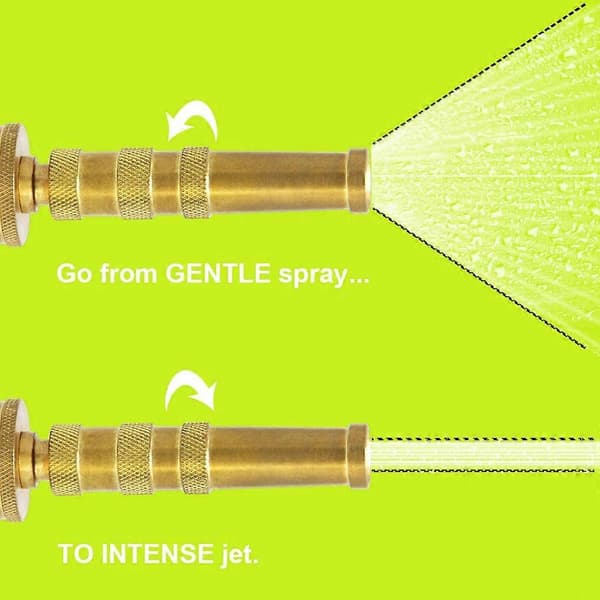 2 stk. justerbare vridbare slangedyser i solid messing, jet-feiende sprøyte for vanning