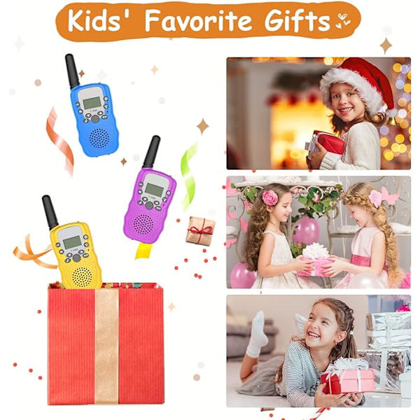 Barnens Walkie Talkie 3-pack, Leksaker för pojkar och flickor 3-12 år, Födelsedagspresent