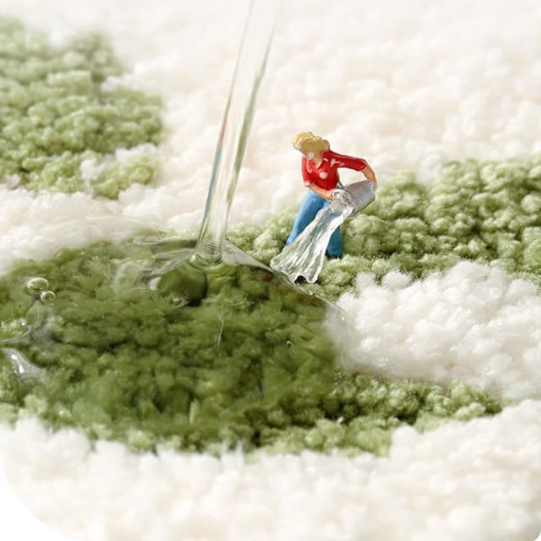 *Halkskyddad badrumsmatta 40 x 60 cm tecknade växter blommor vattenabsorberande*