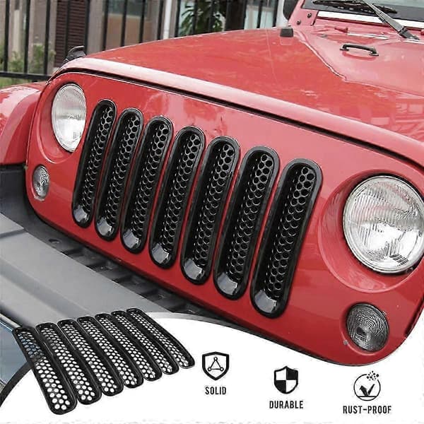 Honeycomb Mesh Front Grill Inserts Kit för 1997-2006 TJ & Unlimited - (7 ST)