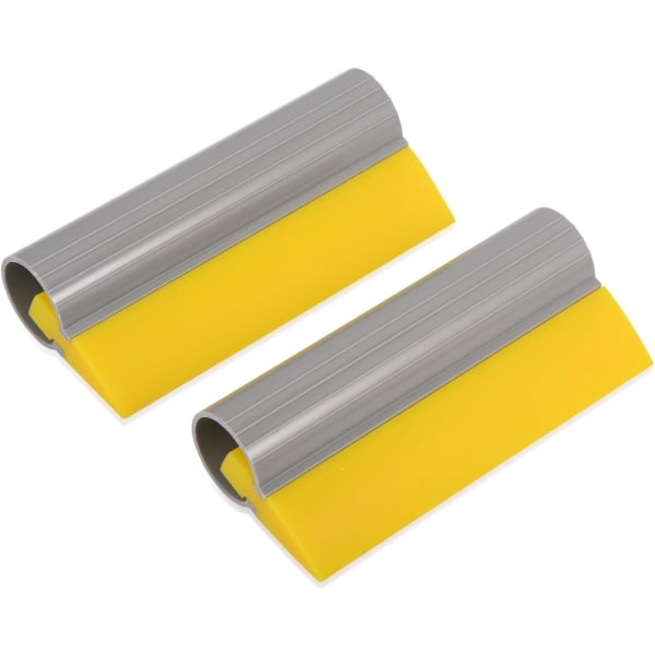 2-pack 14 cm lång gul gummivinylskrapa med halkfritt grepp