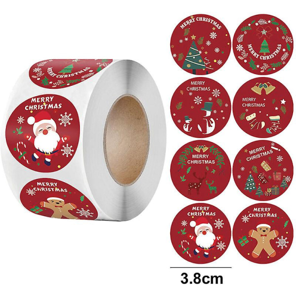 Juldekalrulle, 500 bitar Xmas Circle Etiketter Dekoretiketter för kuvert Kort Presentförpackning1,5 tum