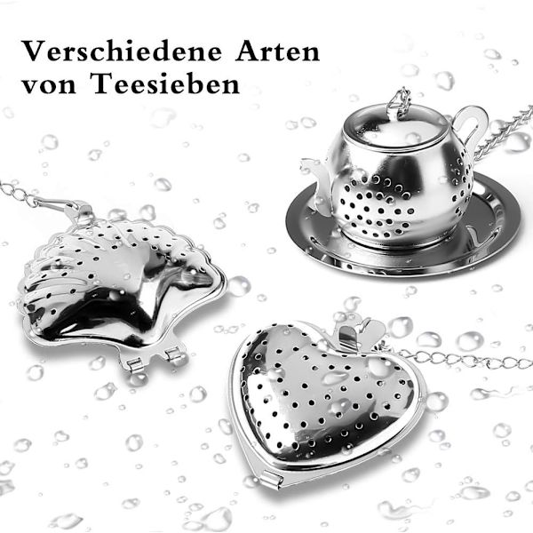 Fint Hål Te-filter, 5 ST Rostfritt Stål Te-infuser Te-boll