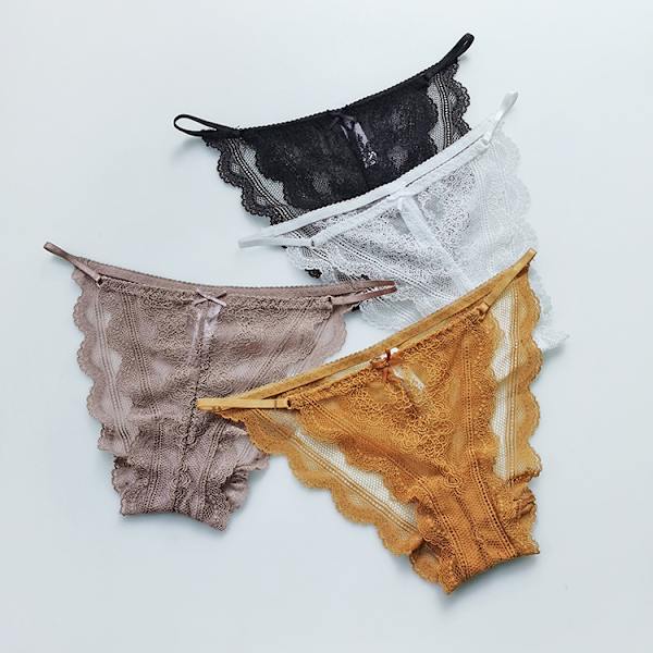 4-pack Damunderkläder i Spets, Sexy Lågmidjade Trosor för Kvinnor, Spetsdetaljer
