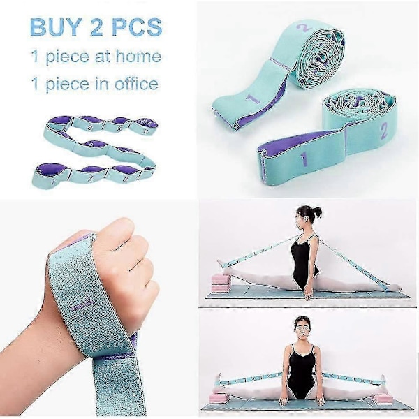 Restore Stretch Band Strap - Elastiskt Stretchband med Öglor för Medium Motstånd Stretchhjälp för Ben, Hamstring, Träning/Fitness/Workout, Fysio