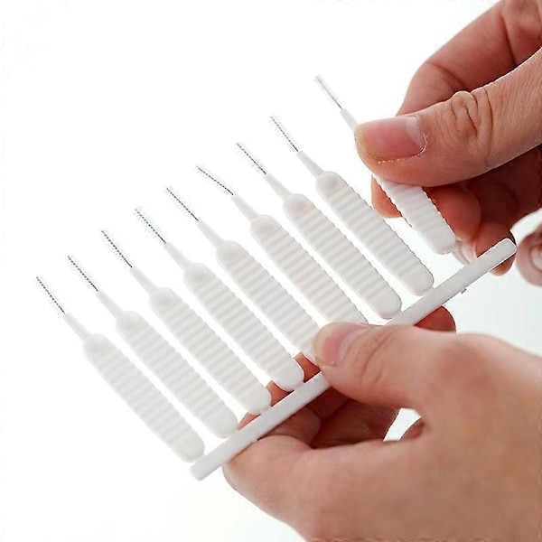 Duschmunstycksrengöringsborste, 10-pack spiralborst, rengöringsborstset, vit