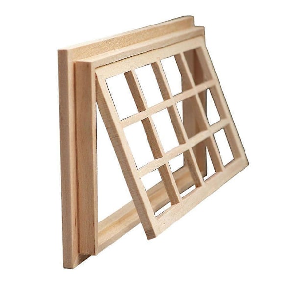 Dekorativ Mini Fönsterram Modell Mini Hus Dekor Scen Layout Prydnad (Beige)