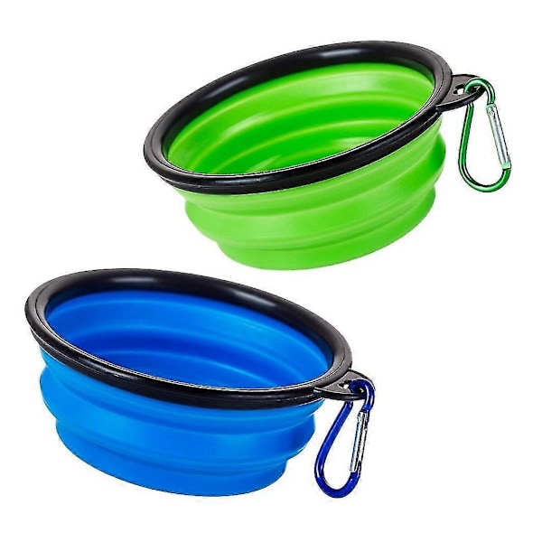 Sammenklappelig skål til kæledyr, hundebassin, rejseskål til hund, skål til langsomt foder, bærbar feeder, silikone skål til kæledyr (2 stk.)