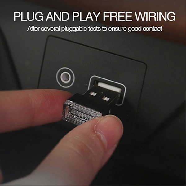 USB Ambient Light Universal Dekorativ Mini Auto Innvendig Plug-in LED Neon Ambient Lampe for Bil