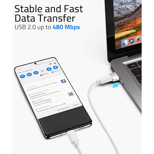 *USB A til USB C Adapter Sølv*