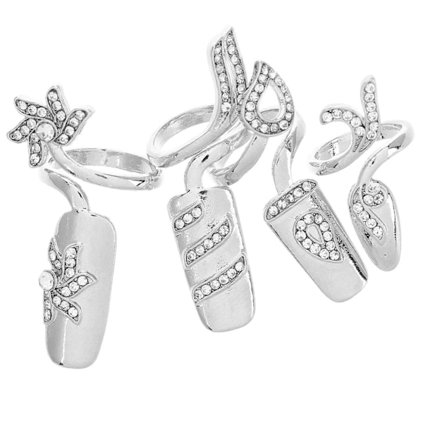 1 Set/4 st Kvinnor Nagelspetsar Patch Strass Legering Ring Multi-storlek Nagelhattar för Damer Kvinnor Fest Hem Manikyr Konst